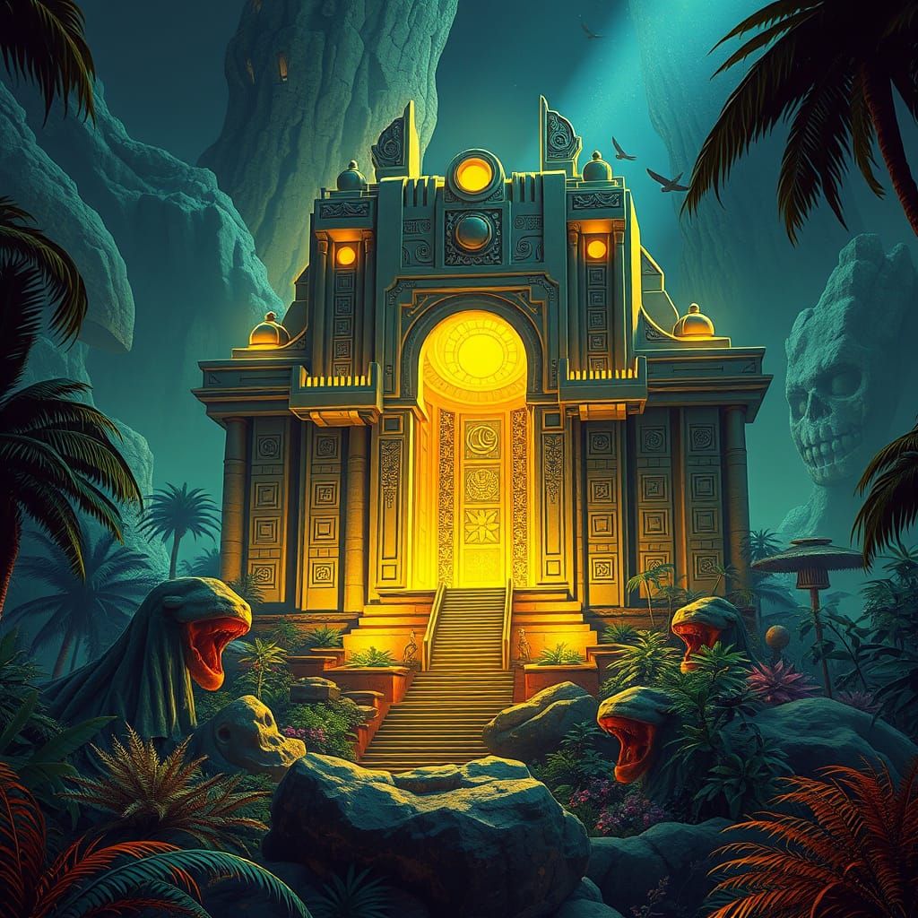 Ancient Temple in Lush Jungle Atmosphere