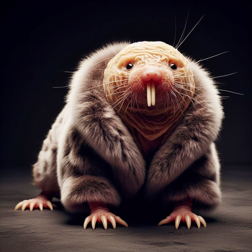 Naked-Mole-Rat in a Fake Fur Coat - AI Generated Artwork - NightCafe Creator