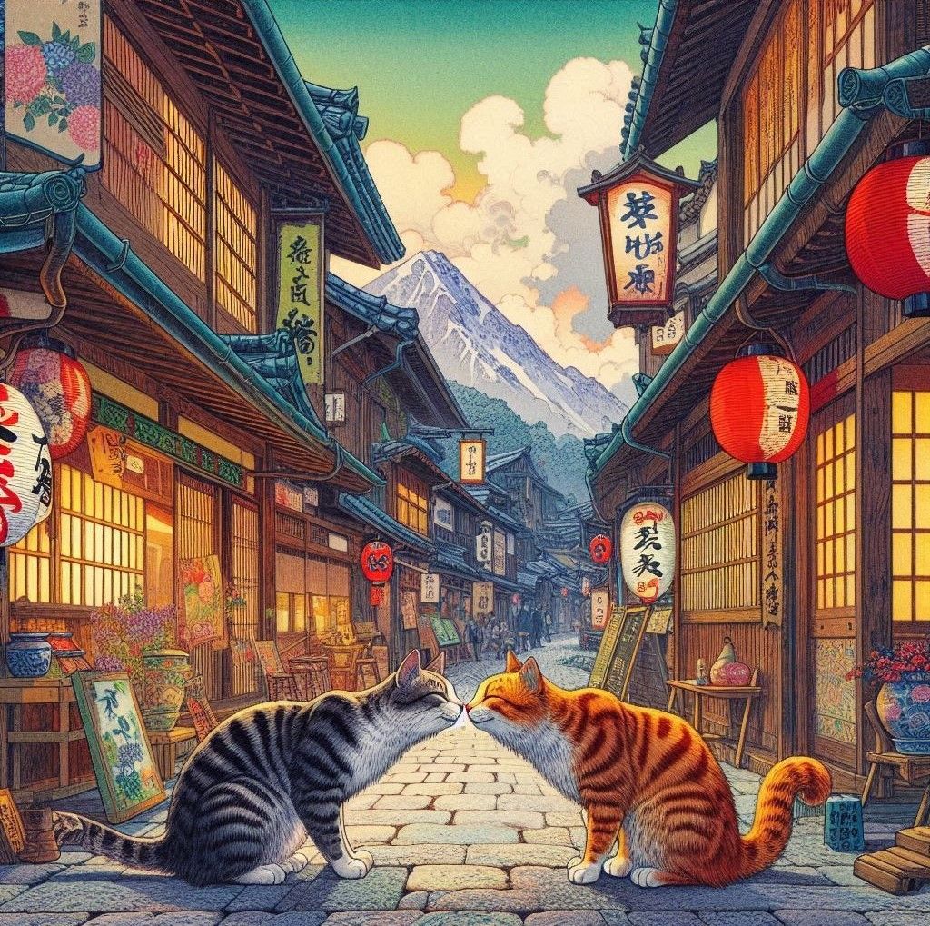 meeting - sniff, sniff (Ukiyo-e)