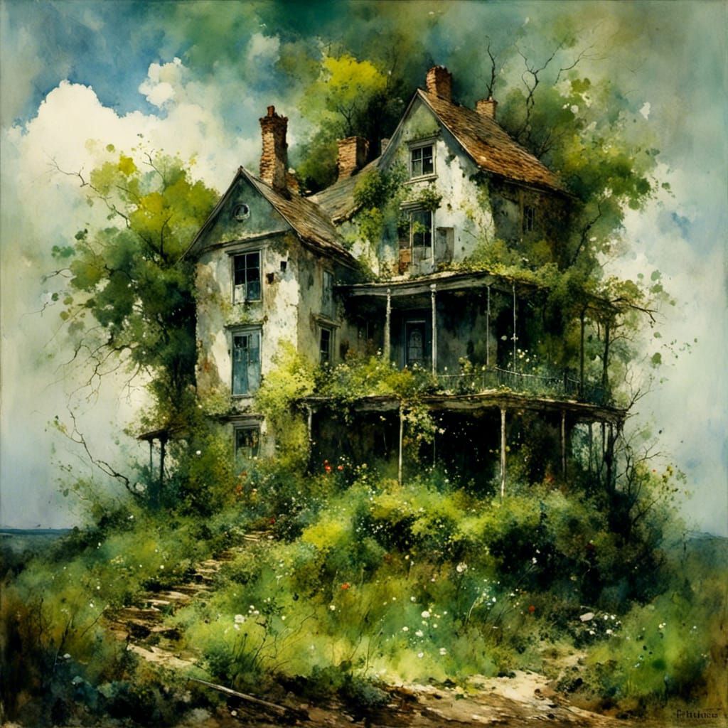 <lora:Moody:1.0> abandoned house