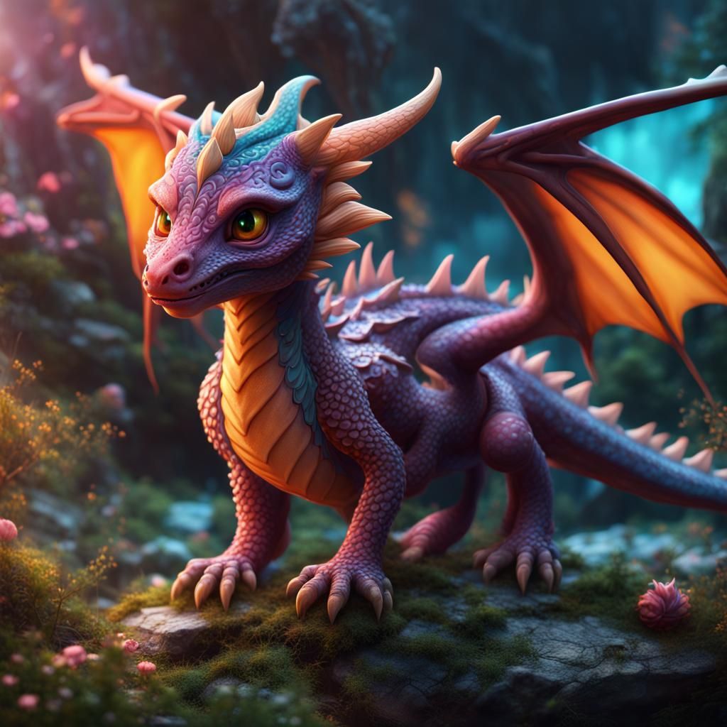 A dreamy and colorful baby dragon - AI Generated Artwork - NightCafe ...