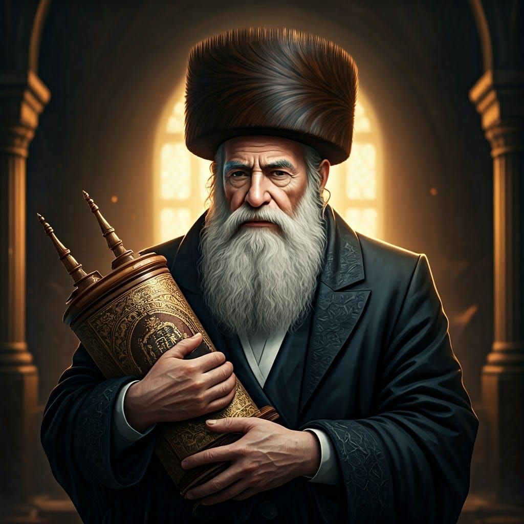 Ultra-Orthodox Sage Illuminated by Golden Light