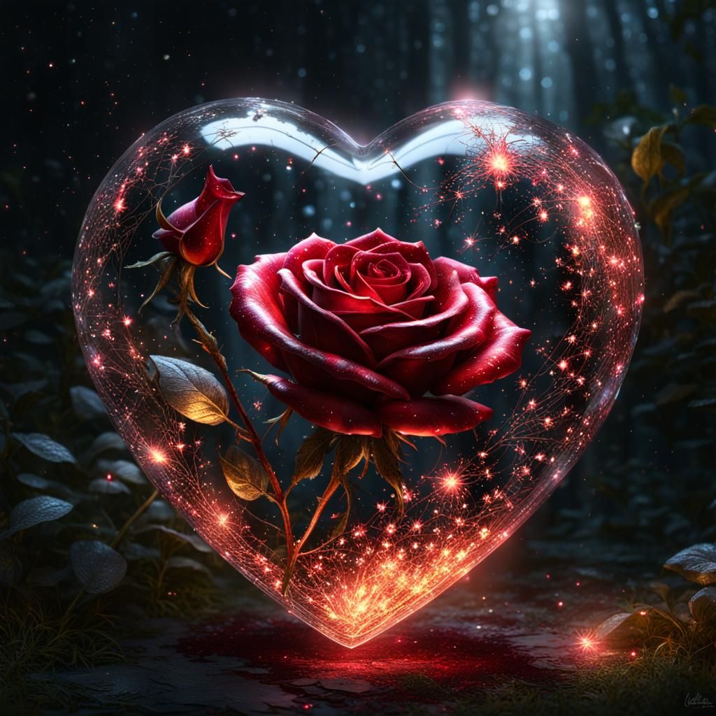 Crystallast Heart with Ruby Rose and Fireflies in CGI