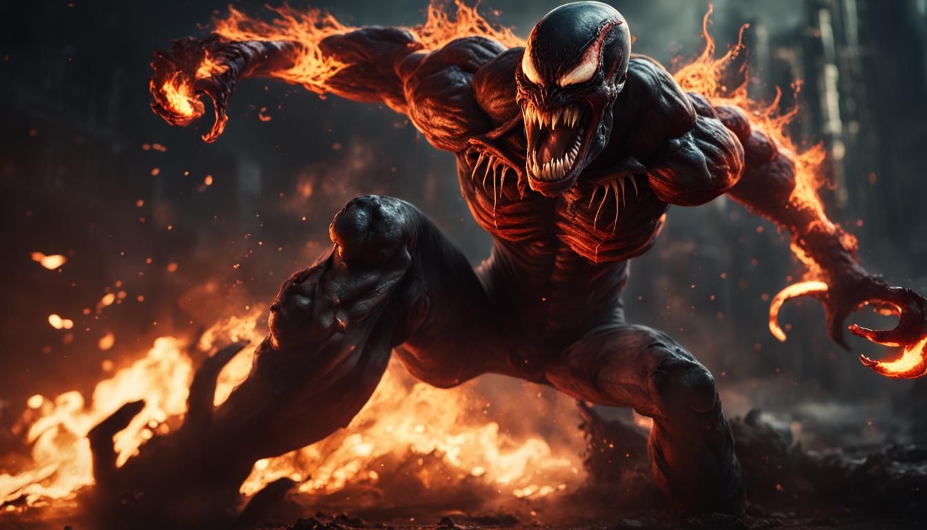 Sinister Evil Muscular Female Venom Angry Fists Clench In Rage 