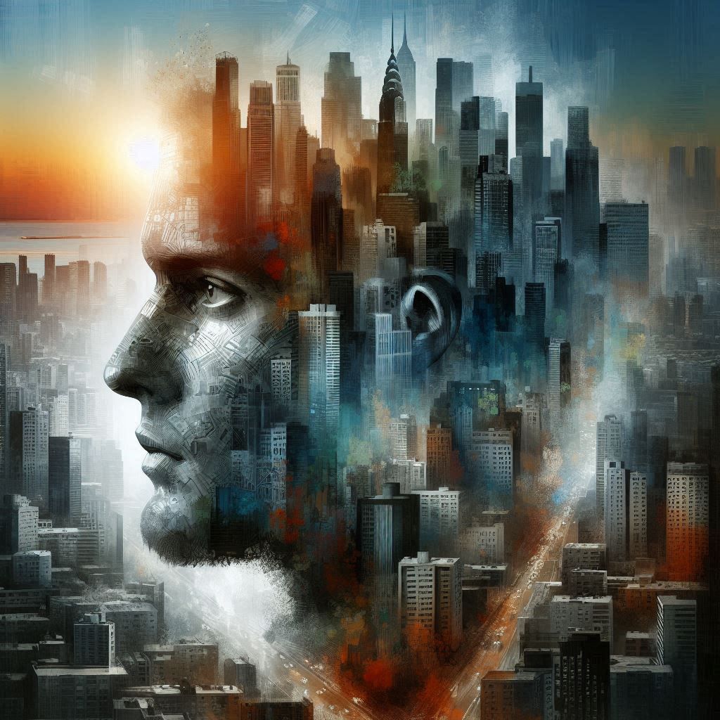 double exposure beautiful fantasy DALL-E 3 portrait landscape..