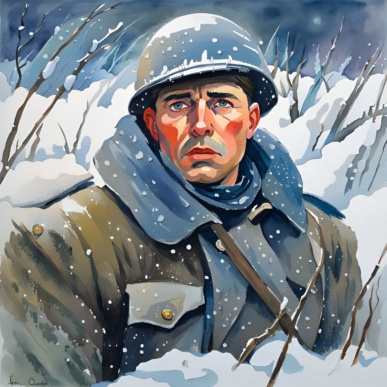 Soldier in the Snow - AI Generated Artwork - NightCafe Creator