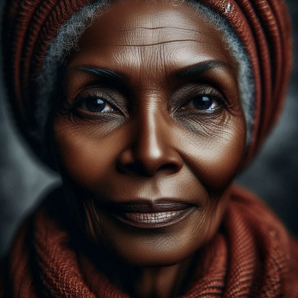Portrait of a beautiful and serene old lady
