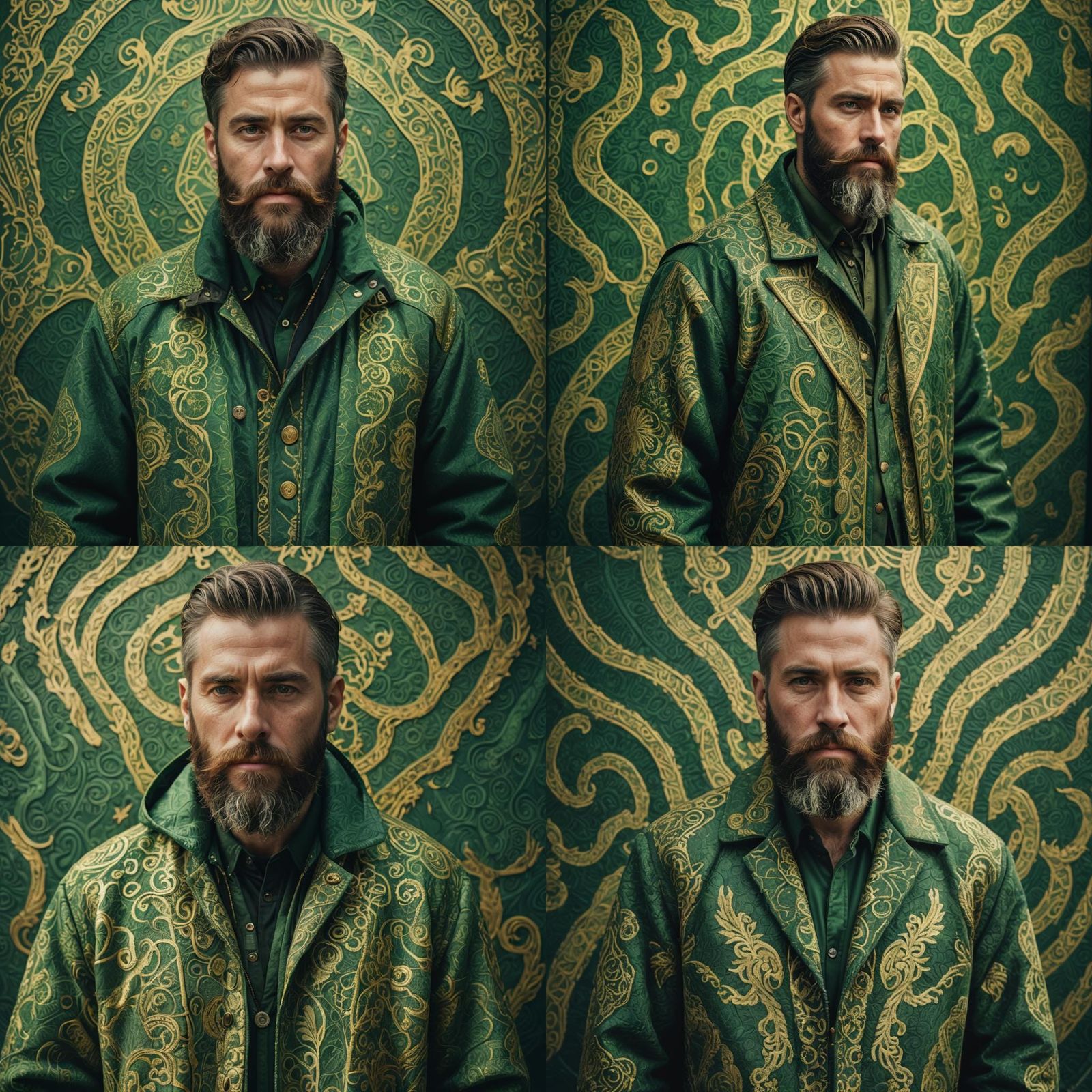 Realistic man with a styled beard  wearing an oversized jack...