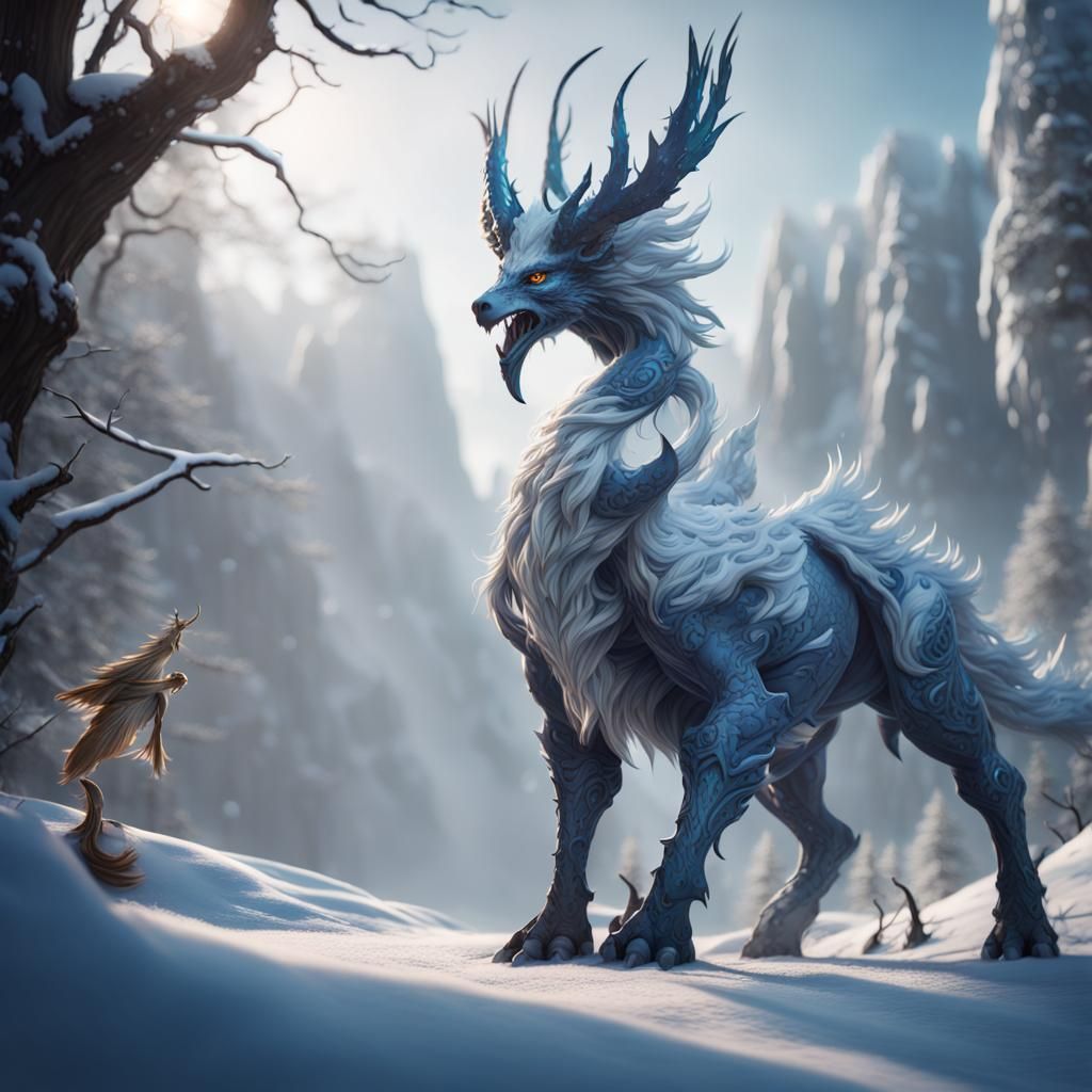 Snow-inspired mythical creature - AI Generated Artwork - NightCafe Creator