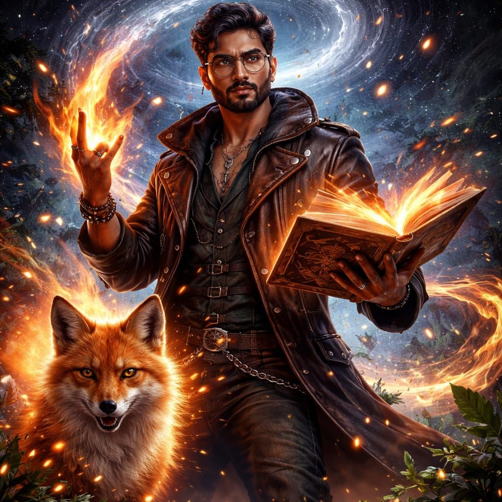 Man with Fox and Celestial Elements