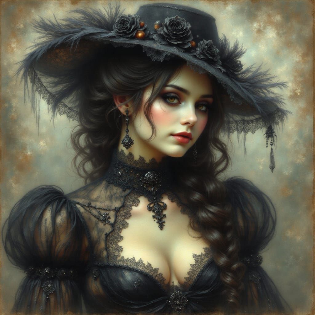 <lora:Ethereal Impressions:1.0> perfect proportions perfect composition portrait of a beautiful stunning gothic woman abstract romanticism