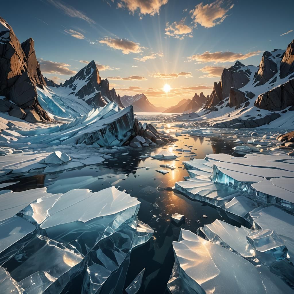 Fractured Ice Sheets Under a Rising Sun