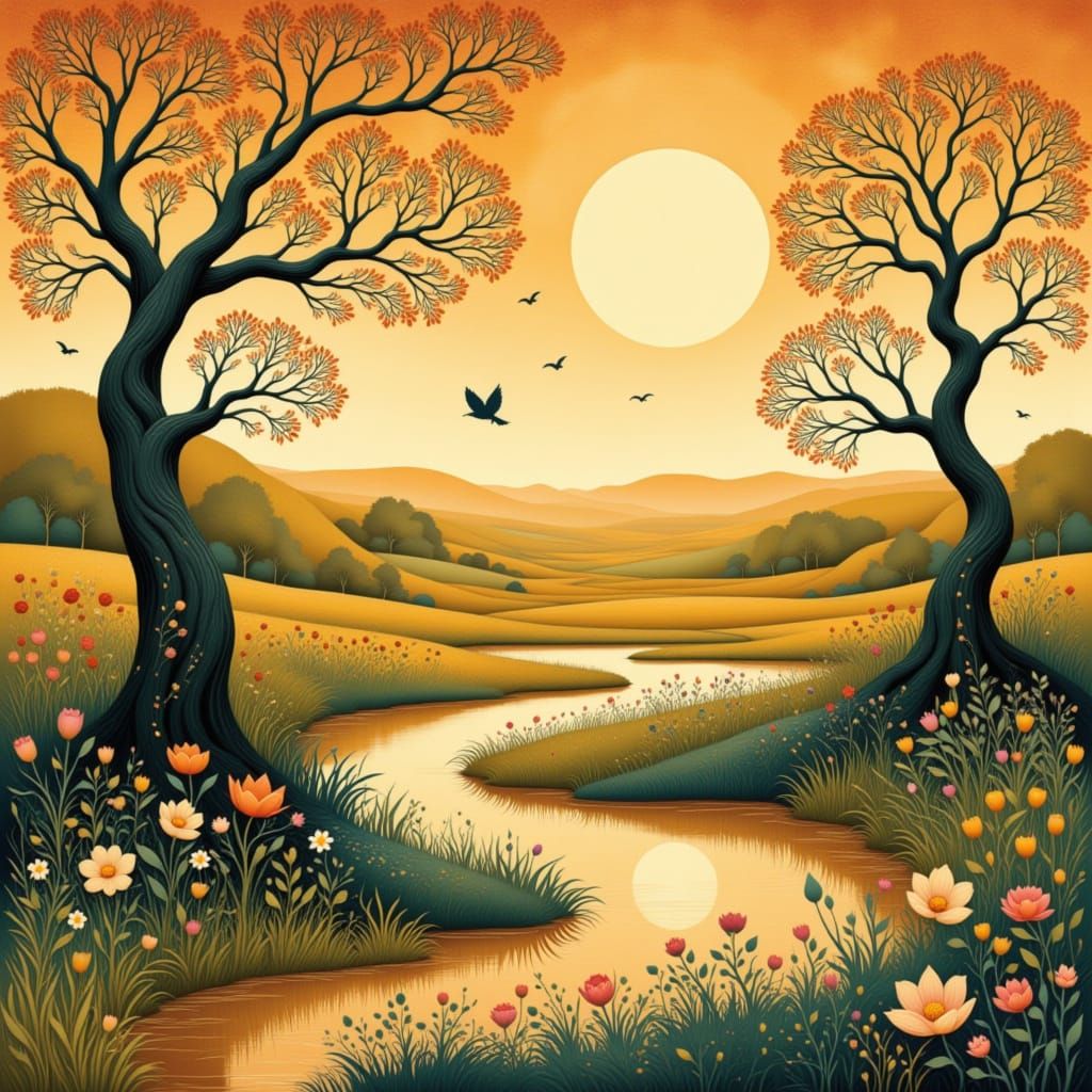 A Serene And Idyllic Marshland Scene