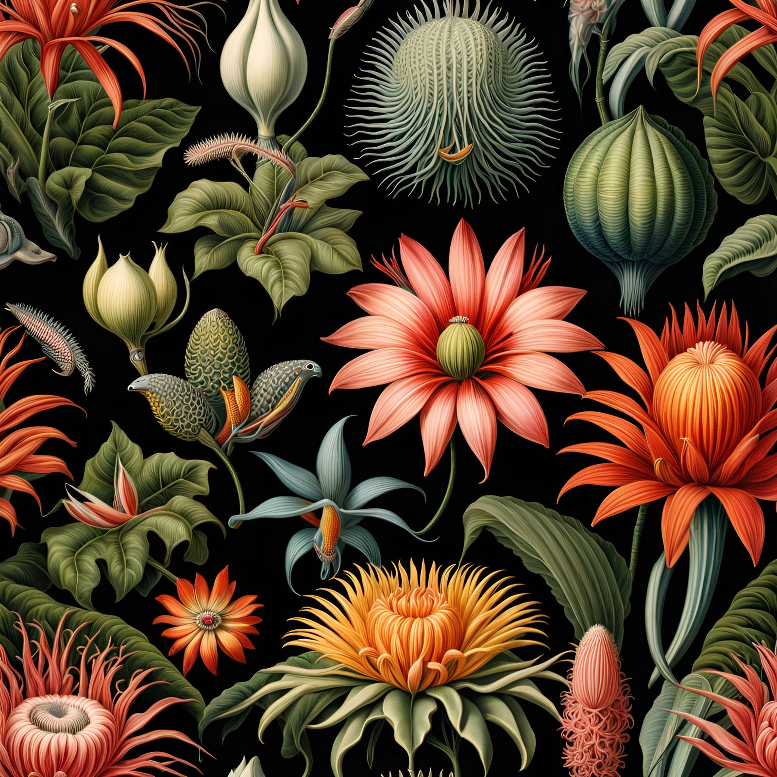 Vintage tropical flowers Ernst Haeckel Botanical, Giger, Print ...