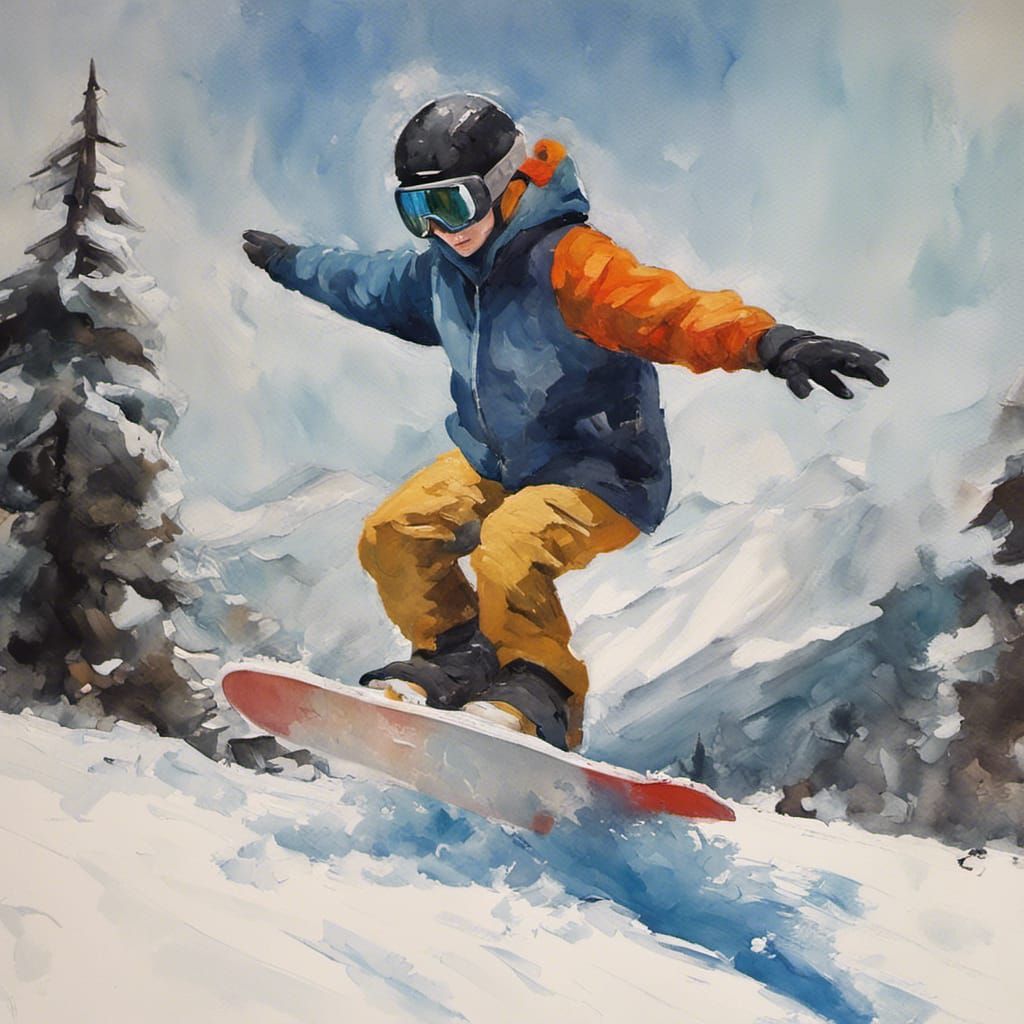Snowboarder sliding down Mountain 🏂 - AI Generated Artwork - NightCafe  Creator