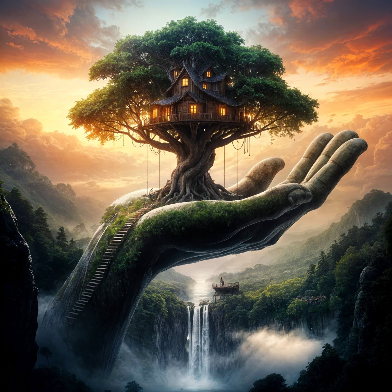 The Treehouse in the Palm of their Ancestors  by @The Nights Sky