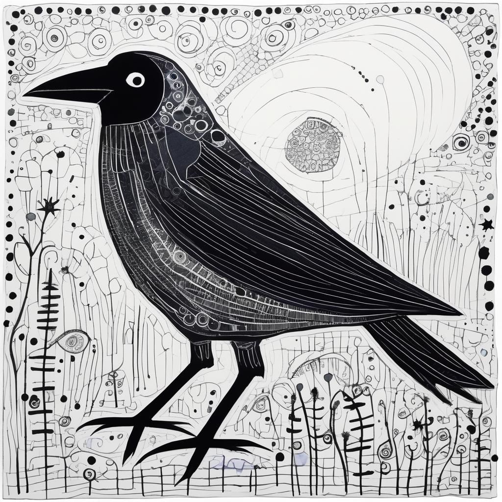 Art brut doodle crow  by @Katie May
