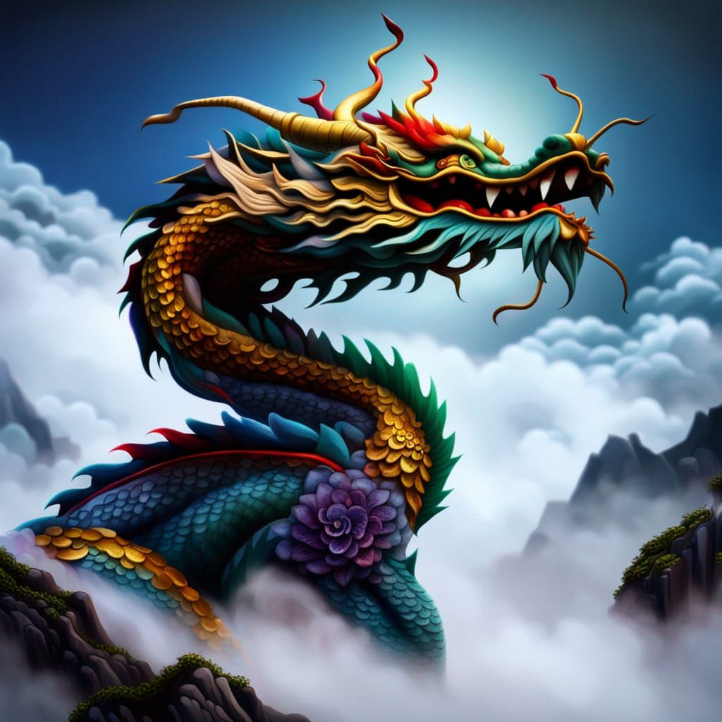 Dragon in the clouds - AI Generated Artwork - NightCafe Creator