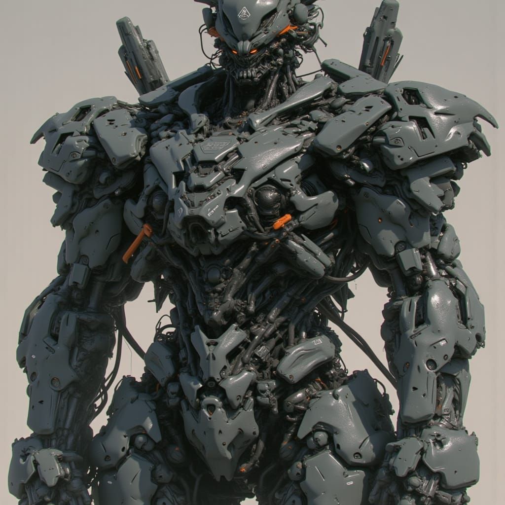 <lora:Predatory Mecha B:1.0> A incredible Mecha closeup upper body muscular ready for a intense battle