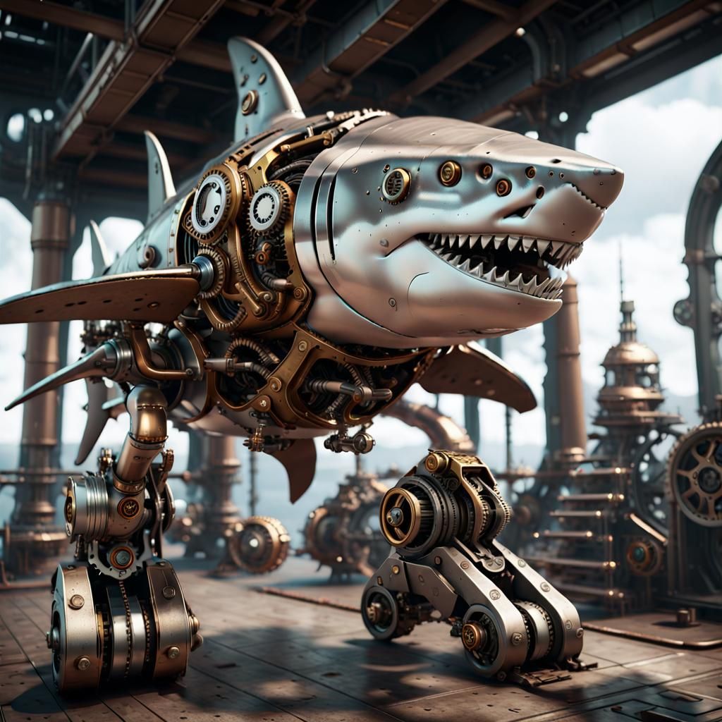 Mechanical shark - AI Generated Artwork - NightCafe Creator