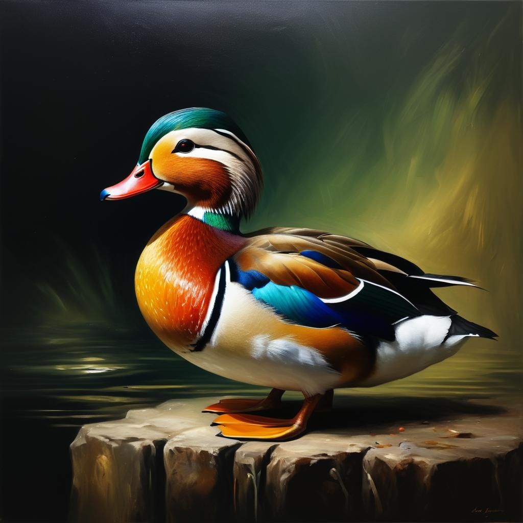 Portrait of a mandarin duck  by @axelb