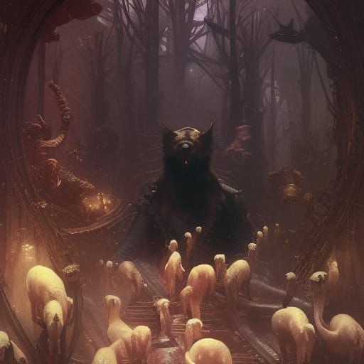 Fantastic Animal Parade in Dark Fantasy Style