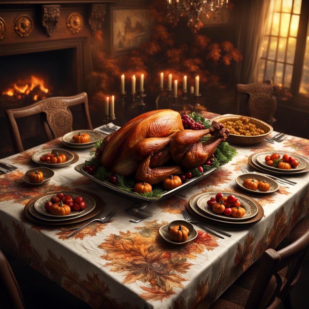 Thanksgiving table  by @AInunnaki