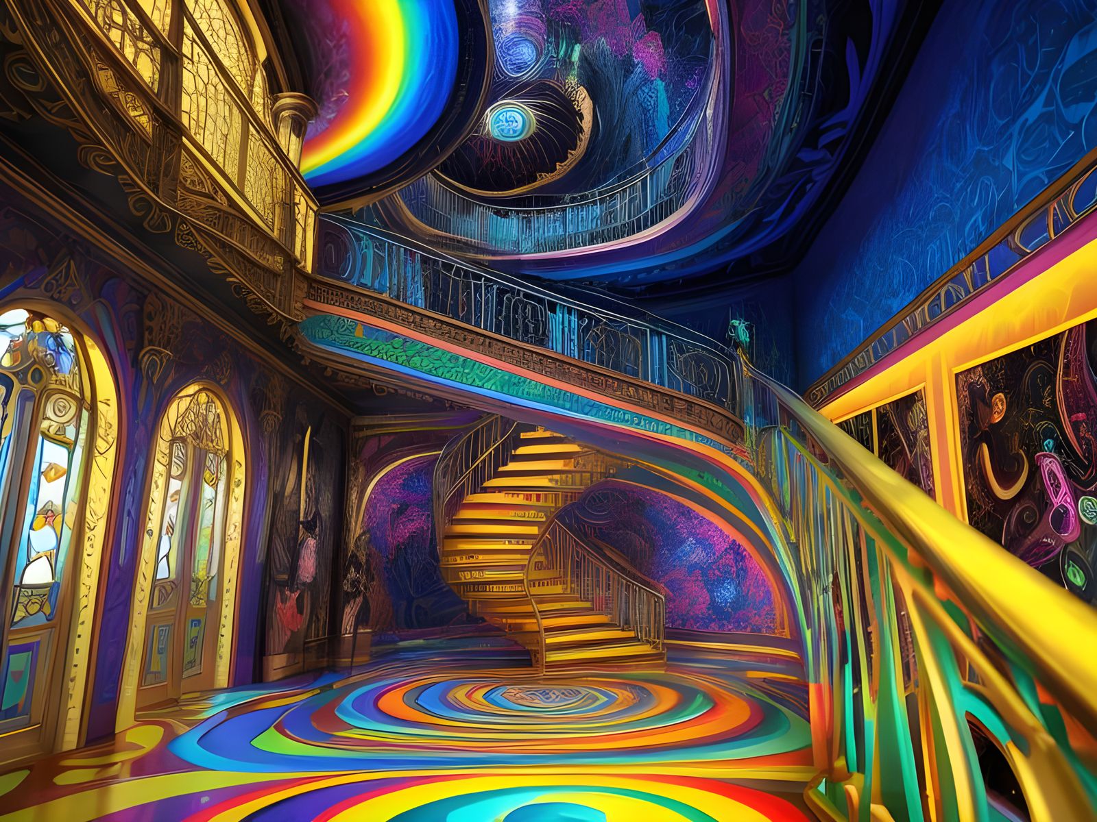 Psychedelic Staircase (#8) - AI Generated Artwork - NightCafe Creator