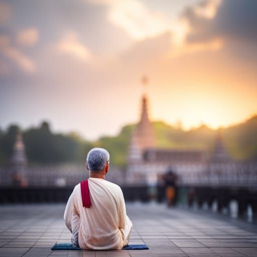 Glimmering Sanskrit Temple with Bokeh Lighting