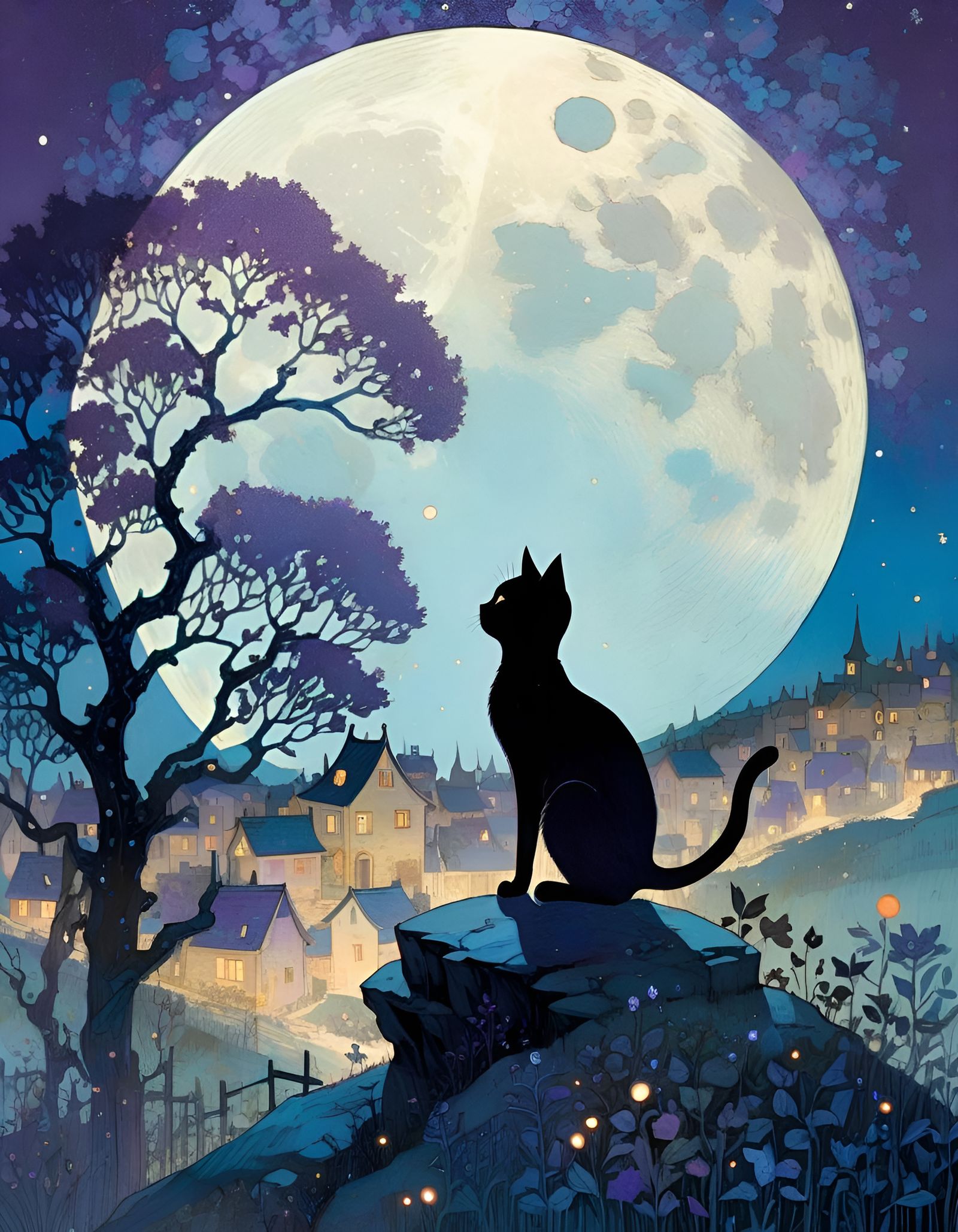 The cat that watches the moon by himself  by @DeeB