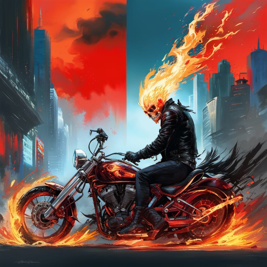 Ghost Rider, Ghost Rider king of hell in modern style, Edwin Landseer ...