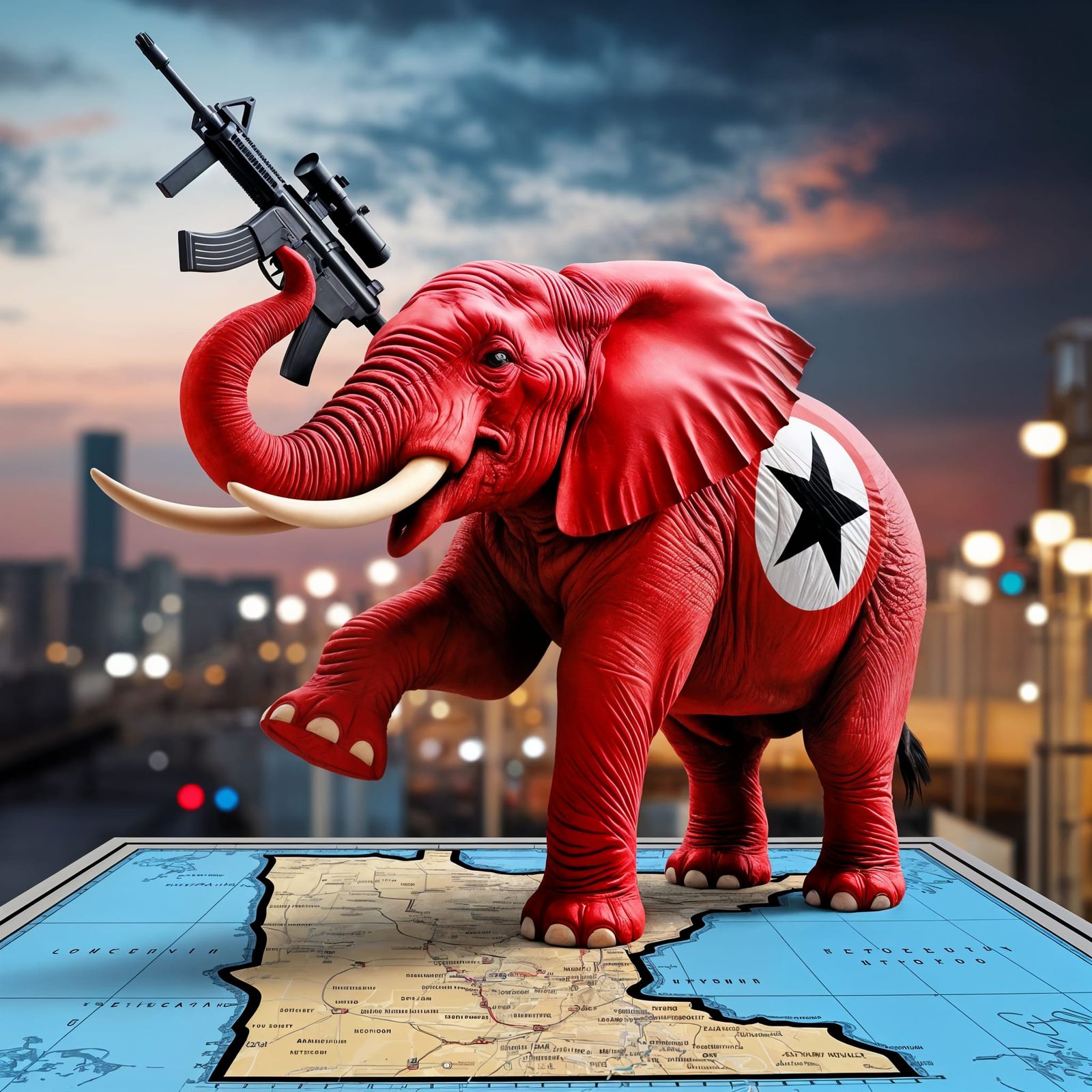 Bright Red Elephant Image