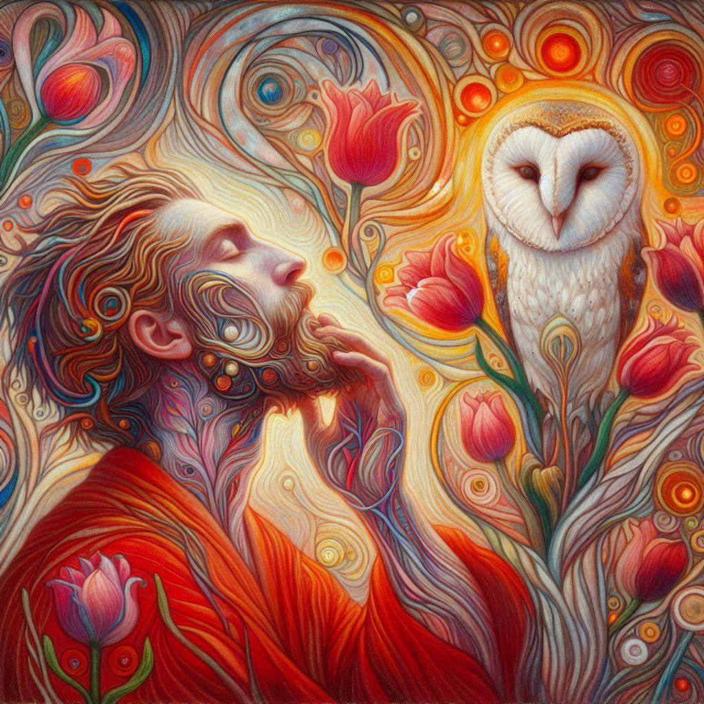 Man in Red and the Whisper of Tulips