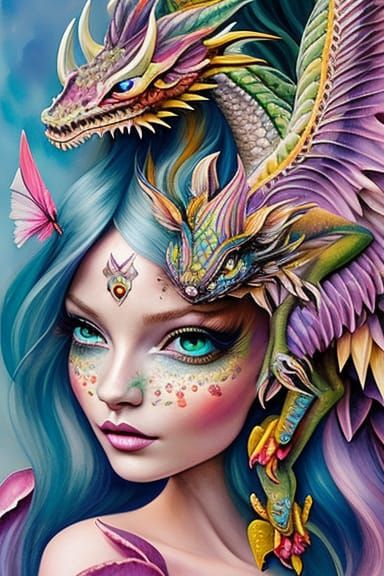 woman with dragons