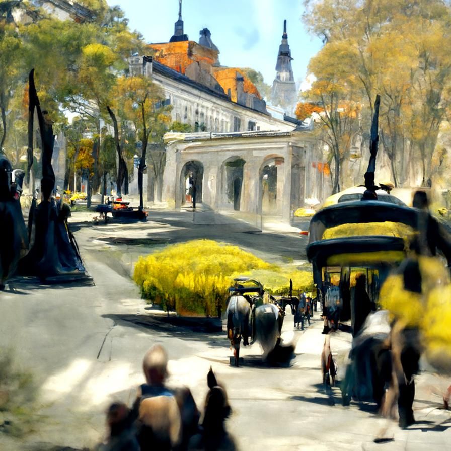 Along the avenue