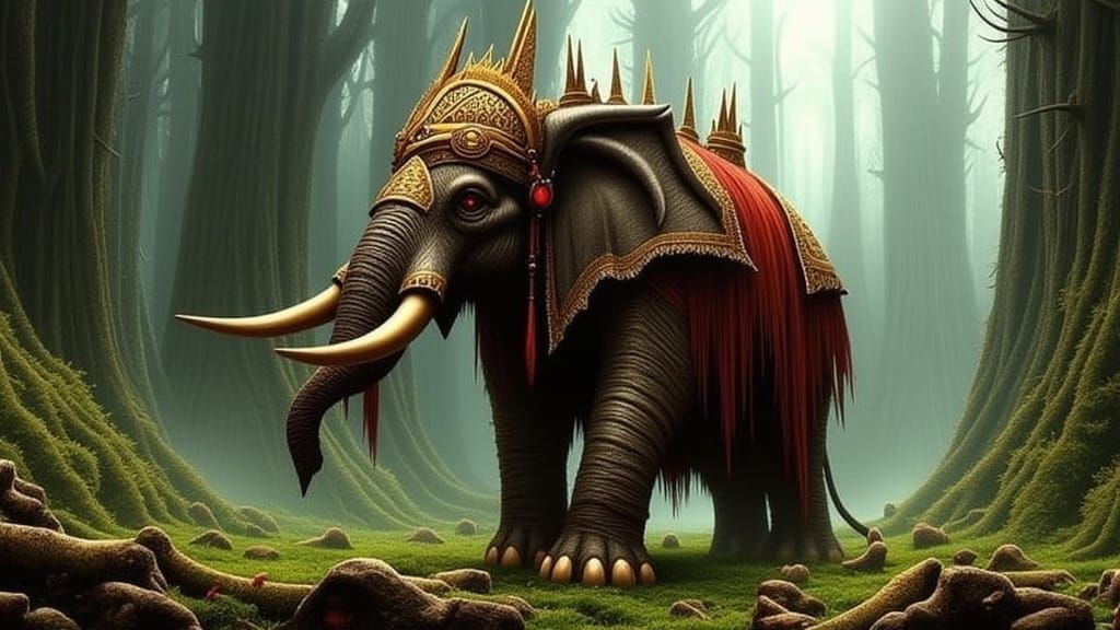  <lora:FantaScapes Flux:1.0>elephant warrior
