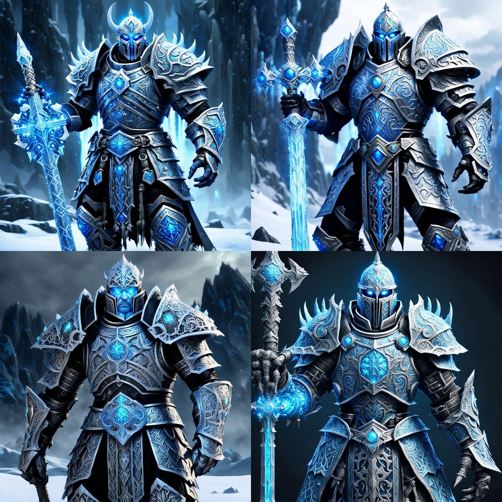 A World of Warcraft style Death Knight wearing a plate armor and a mace
