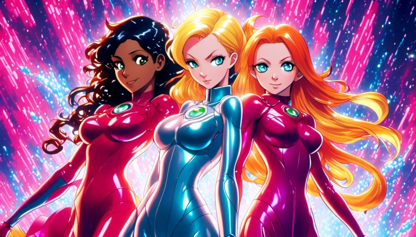 Totally Spies, movie poster ; <lora:G-Anime:1.3> anime style ; digital art  by teamLab, Artgerm, Aquasixio and Alterauniv style - AI Generated Artwork  - NightCafe Creator