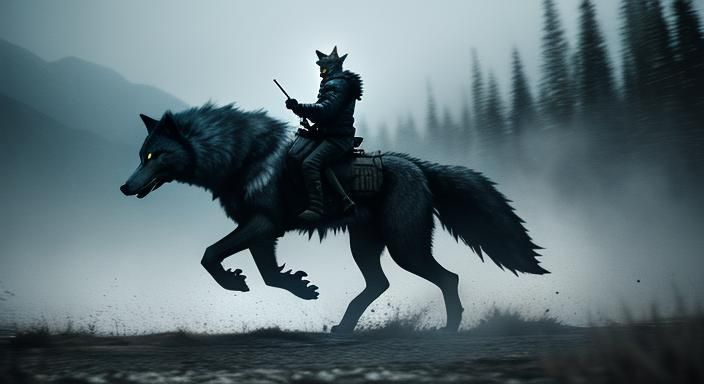 wild wolf   is careful