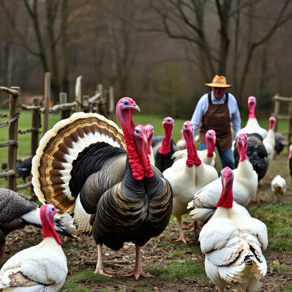 Turkeys taking over the turkey farm and farmer