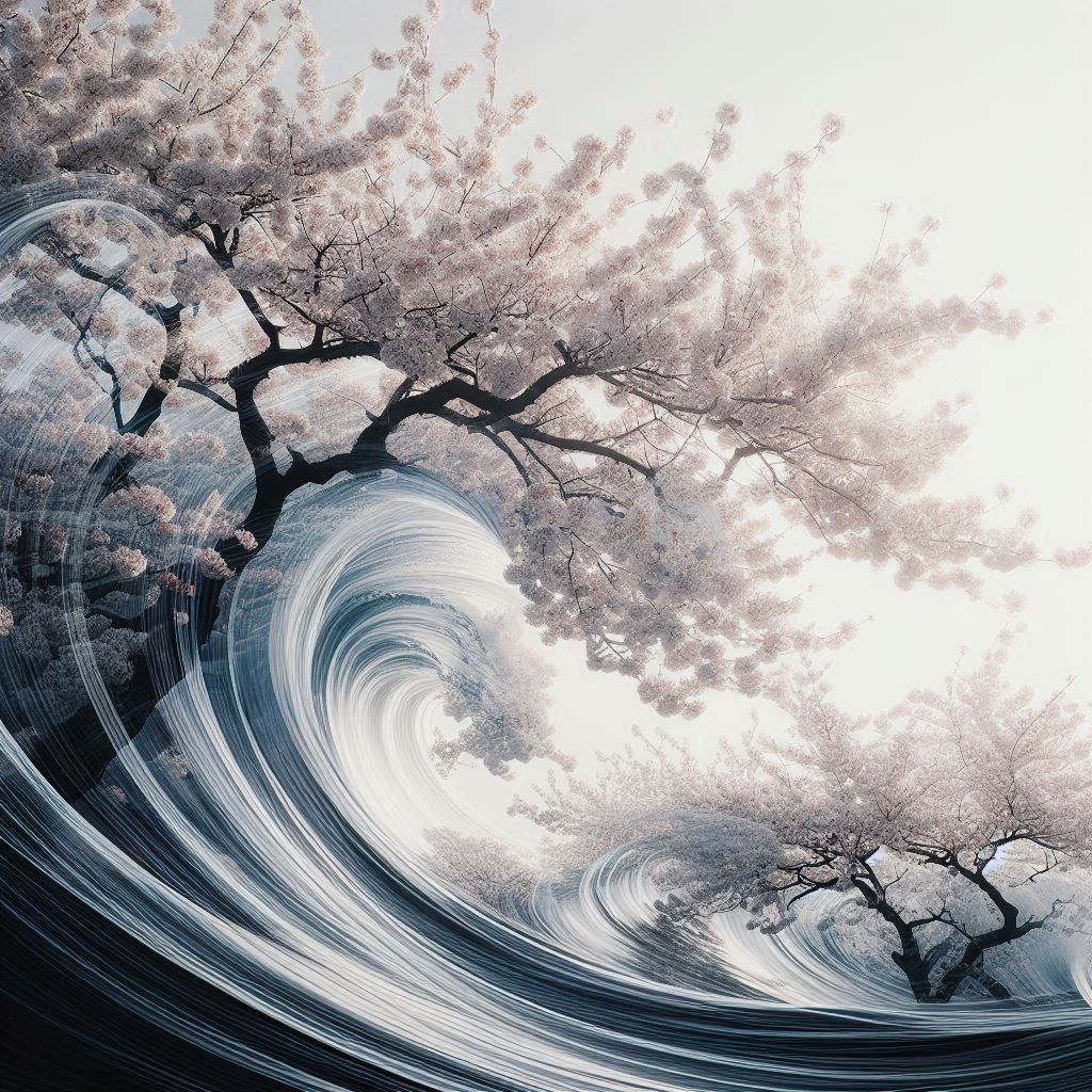 Cherry blossoms in storm