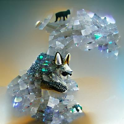 big wolf made of crystals