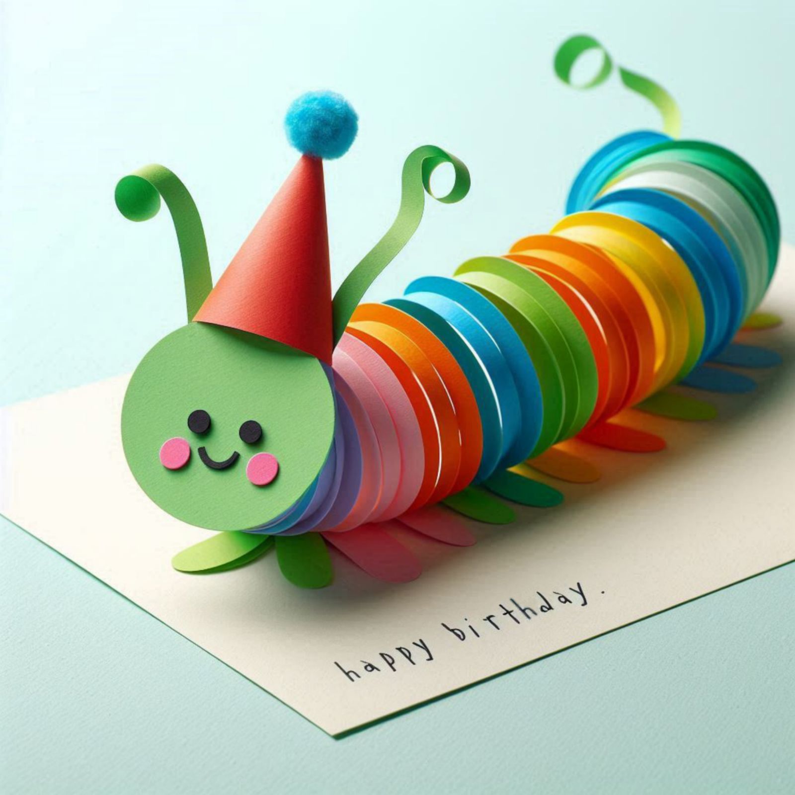 Paper Caterpillar with Birthday Hat