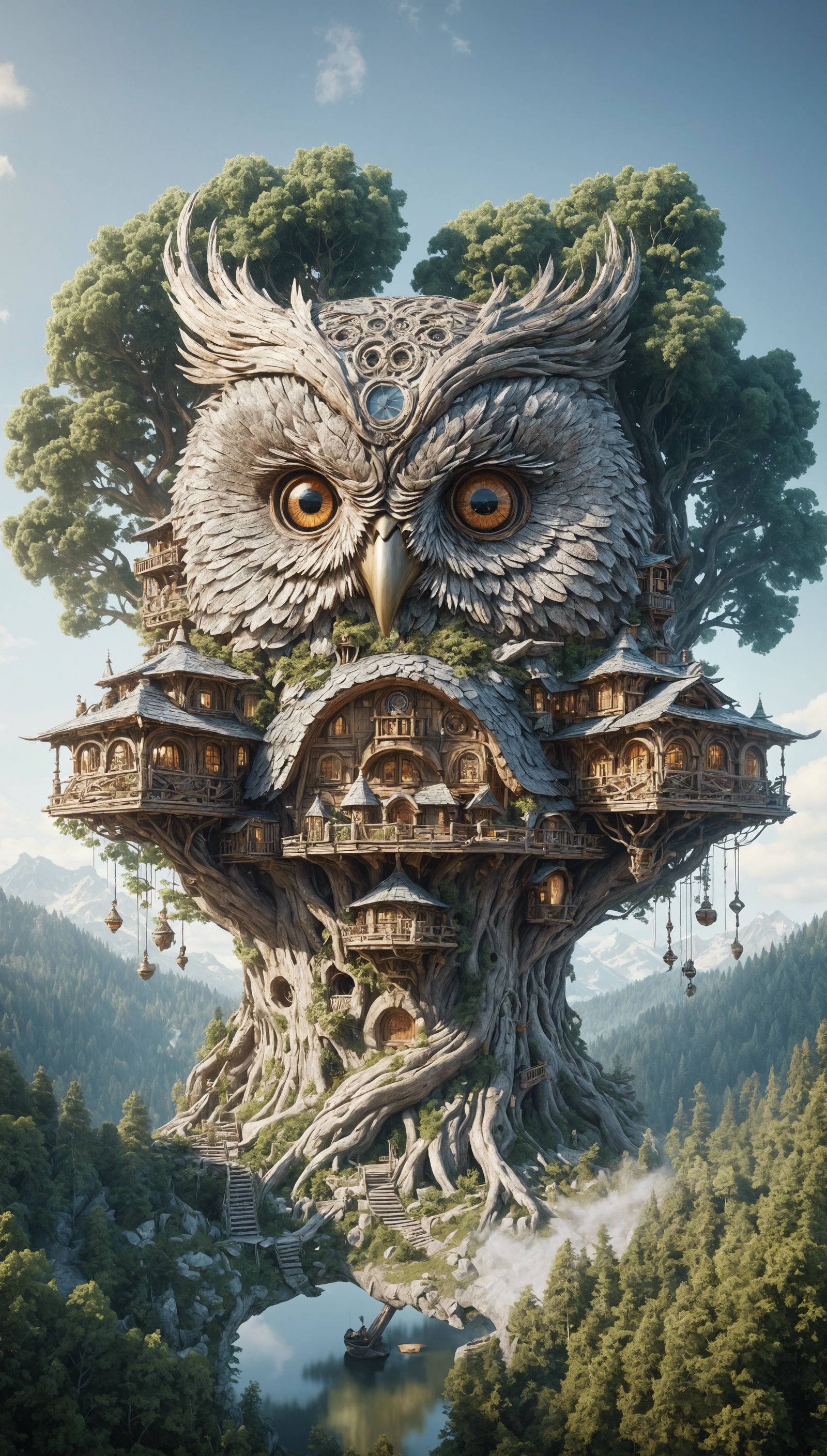 The Grand Owlhouse  by @SirHeckerich