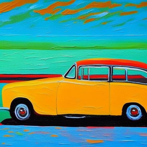 Classic car on highway