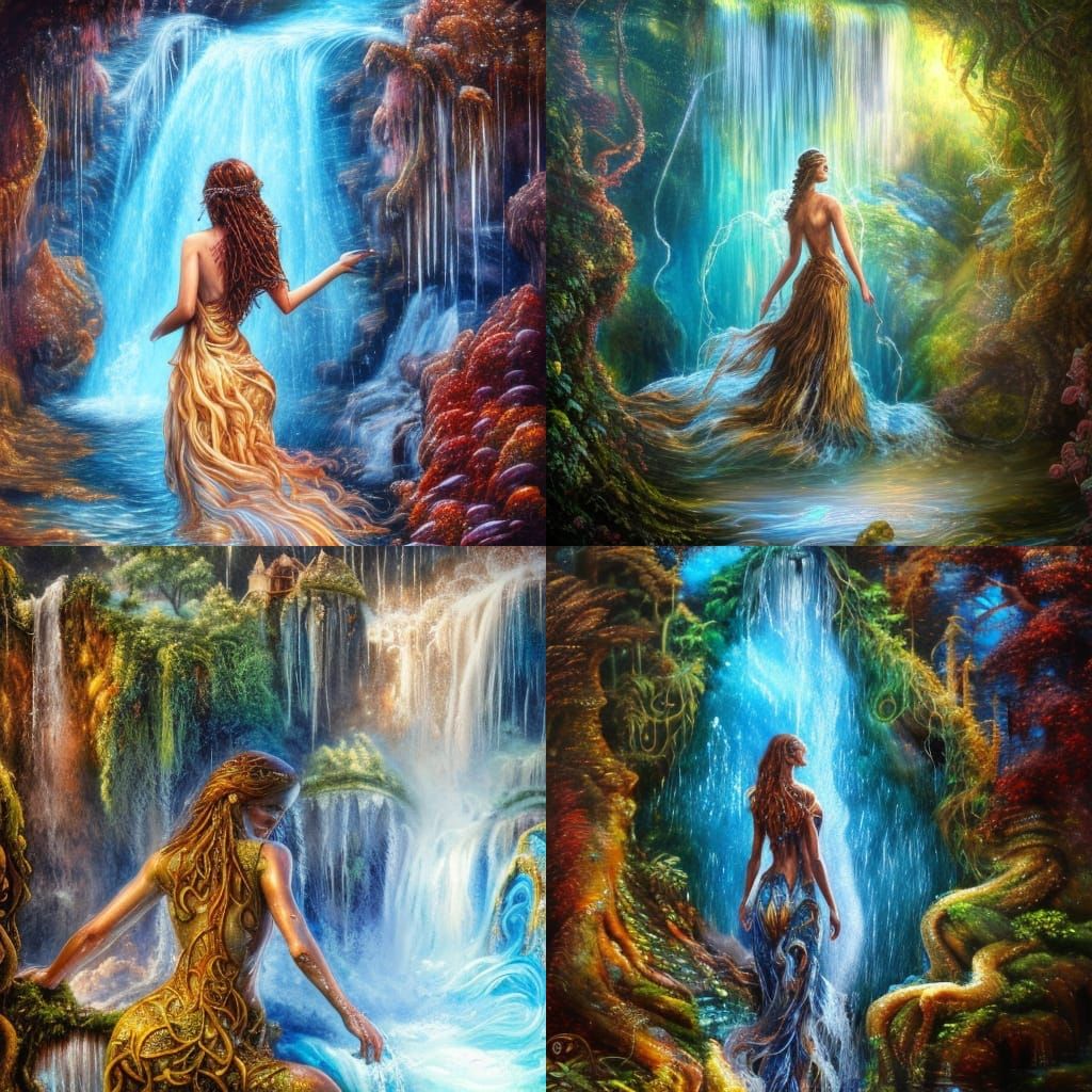 Naiad by the waterfall : r/nightcafe