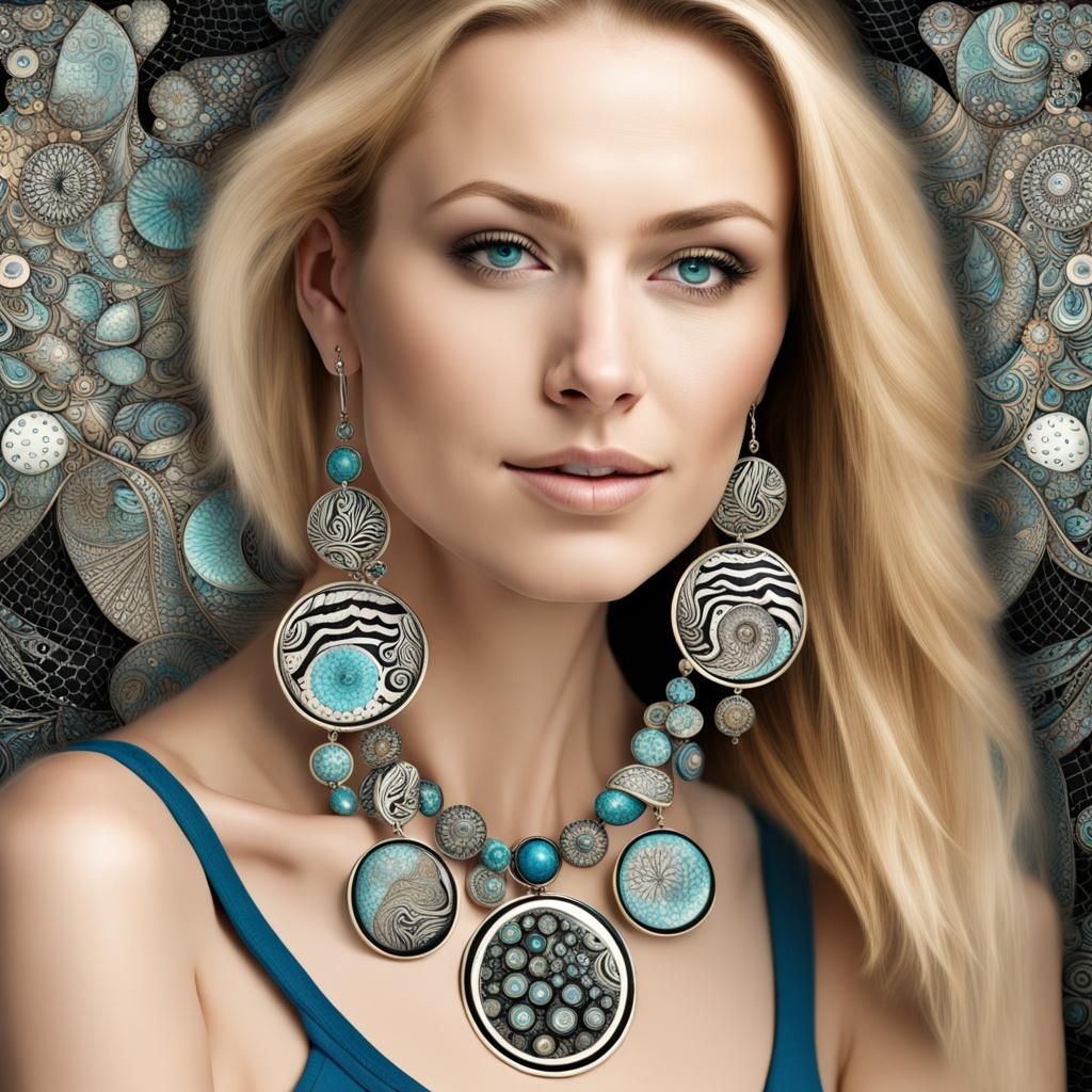 Beach girl with big jewelry