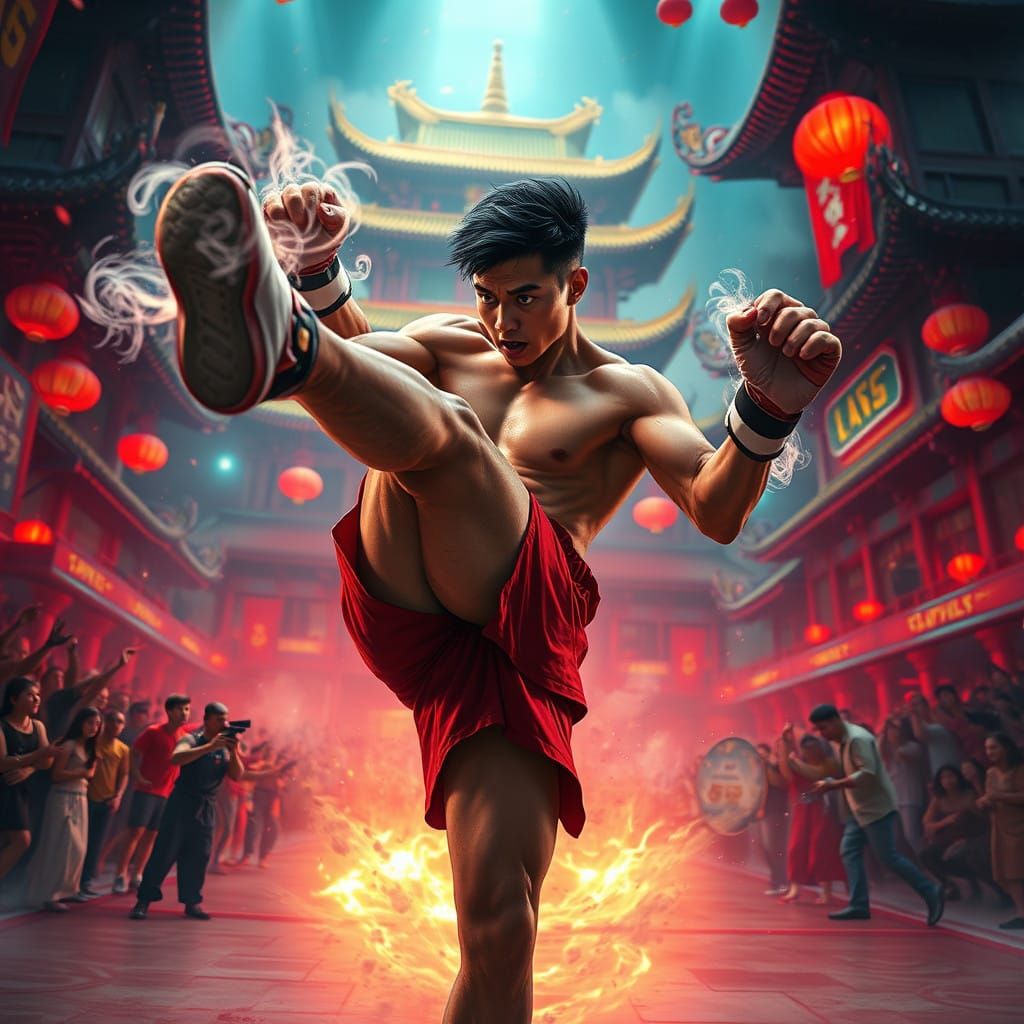 Asian American in kickboxing event  by @Christian Hinrichsen