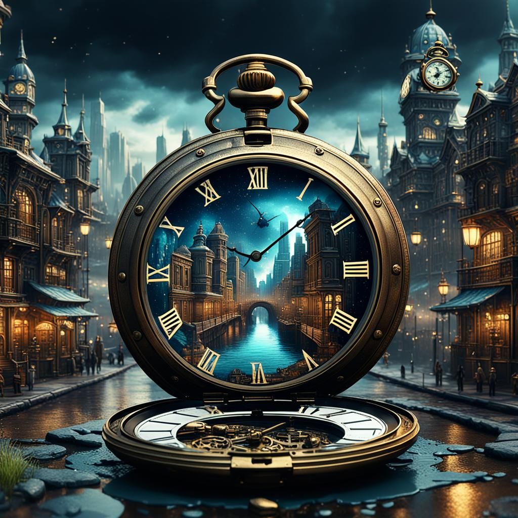 a cityscape in a pocketwatch  by @captain