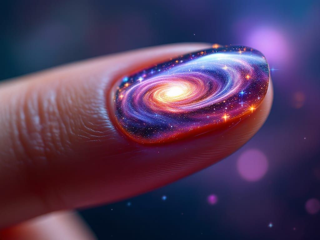Deep space just in a women's nail